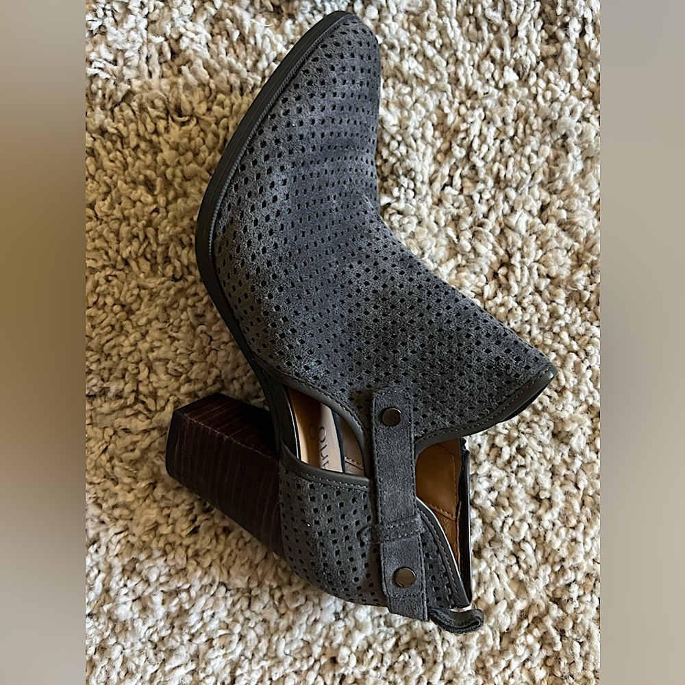 Franco Sarto Size 8.5M edgy grey suede booties. Never worn. NWOT